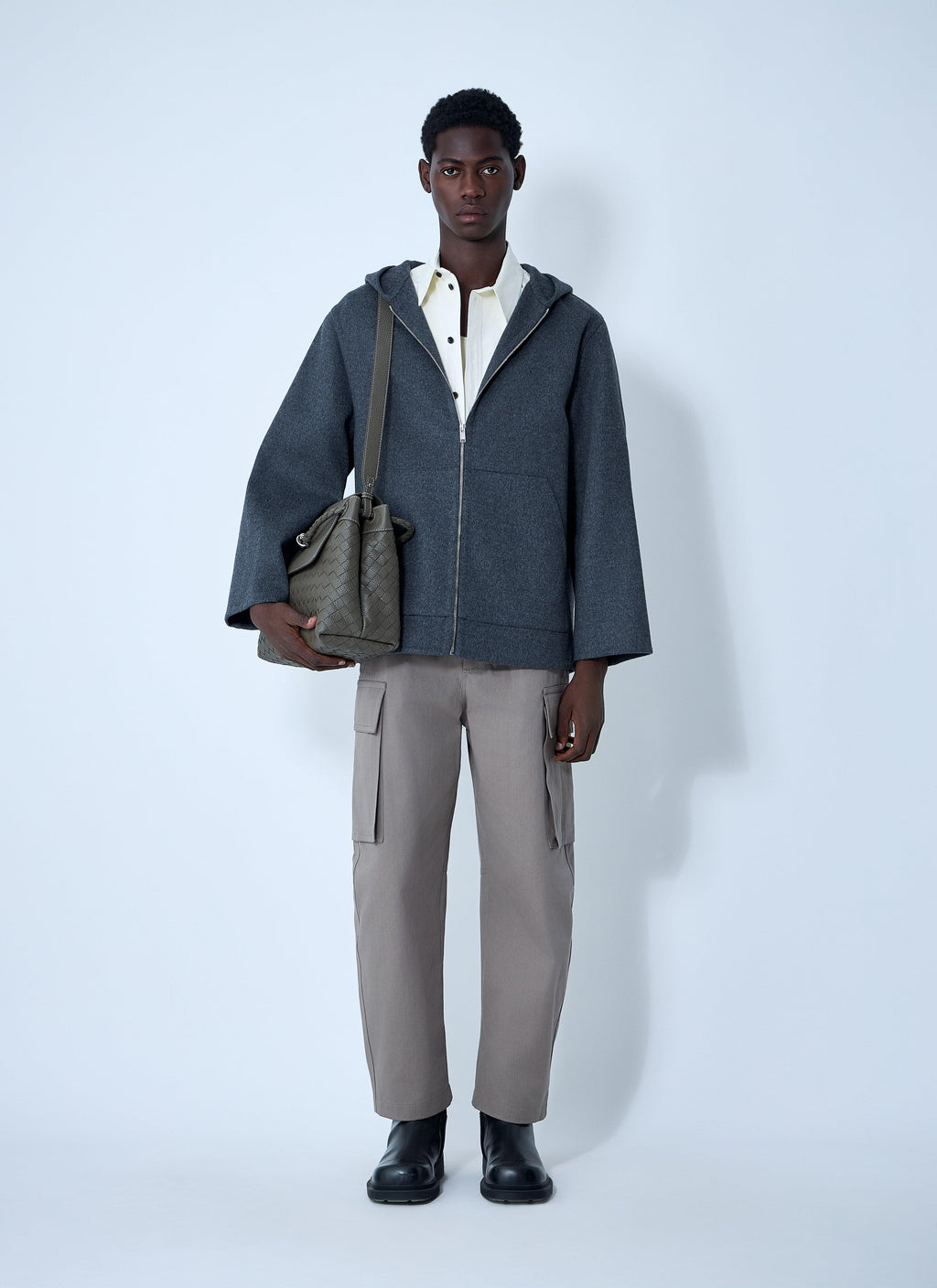Bottega Veneta Men Double Face Wool Hooded Jacket