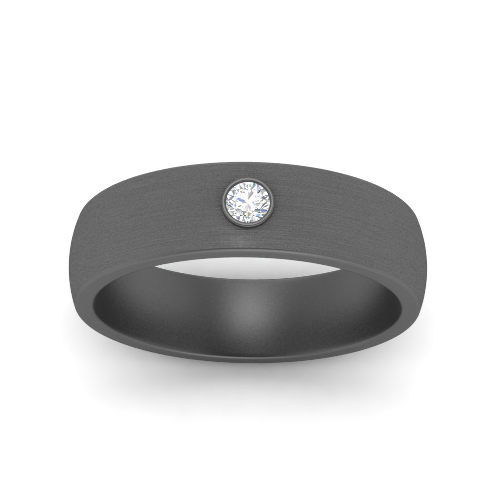 Brushed Mens Solitaire Promise Band