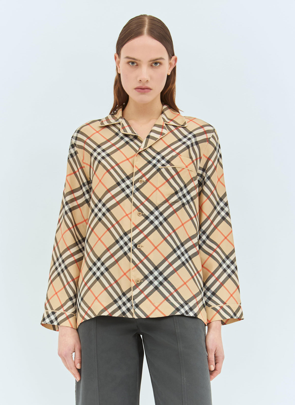Burberry Women Check Silk Pyjama Shirt
