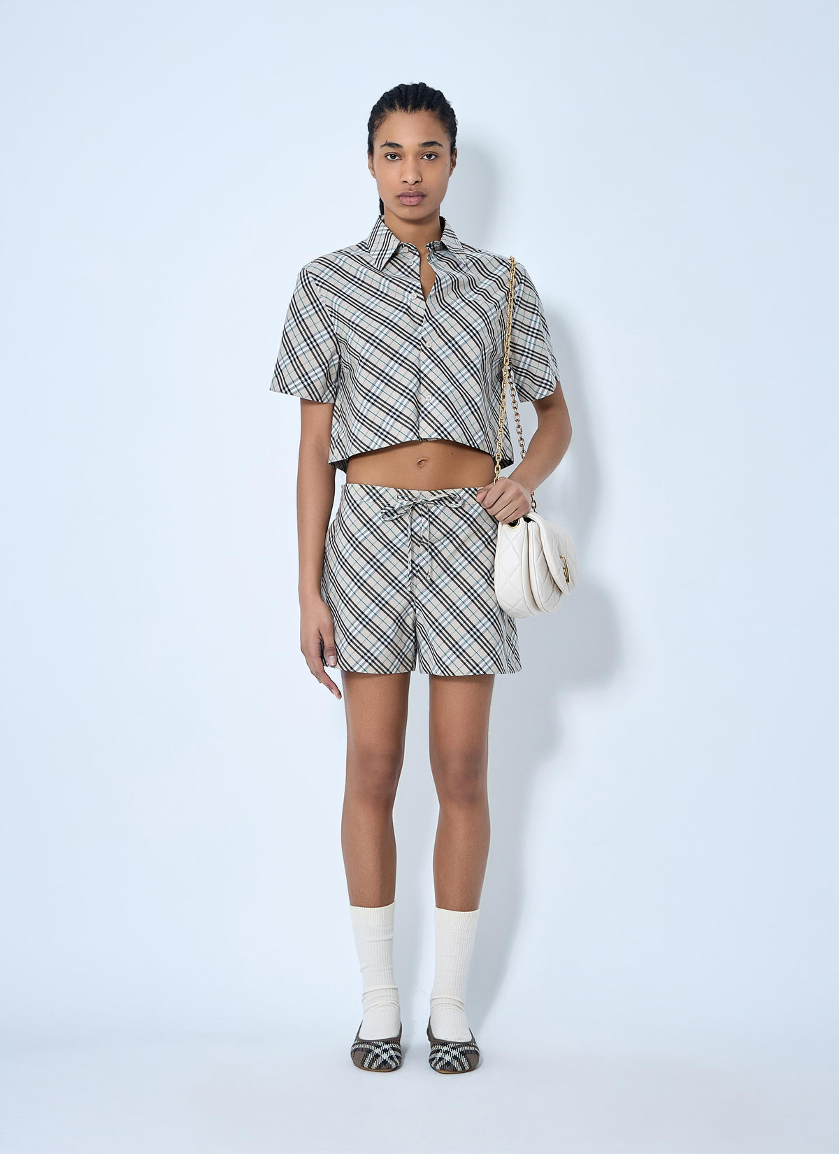Burberry Women Check Drawstring Shorts