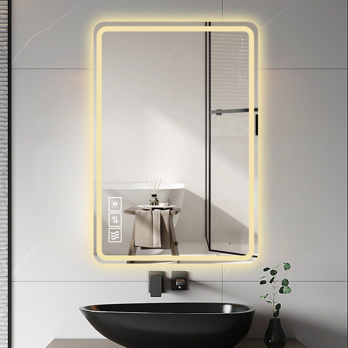 24X40 Inch LED Bathroom Mirror Vanity with Front Lights