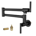 Modern Wall Mount Pot Filler Faucet with Folding Stretchable Spout - Gold or Black