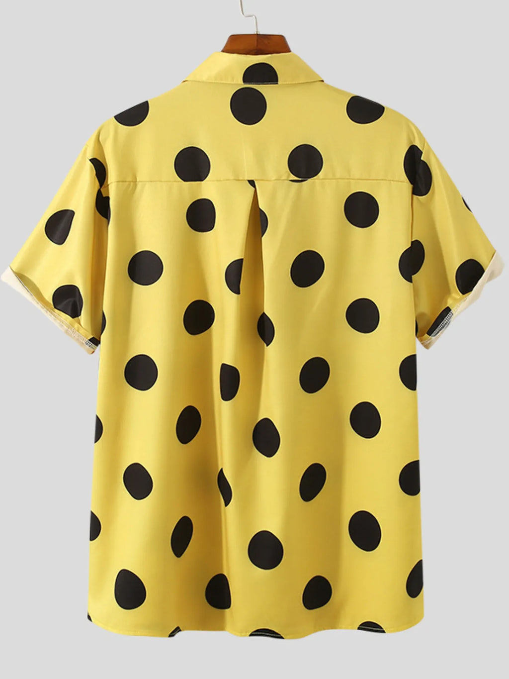 Men's Full Size Polka Dot Short Sleeve Button-Up Shirt
