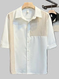 Men's Full Size Knit Panel Short Sleeve Shirt