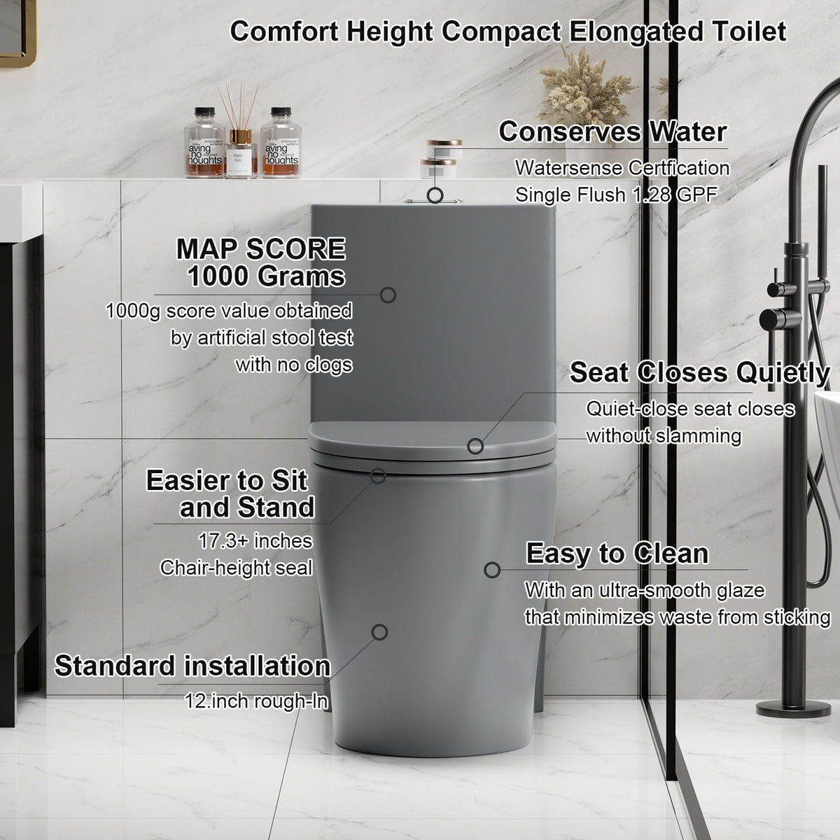 One-Piece Tornado Dual-Flush Toilet with Soft-Close Seat - Gray, Pink or Black