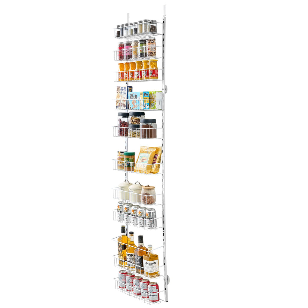 10-Tier Over The Door Pantry Organizer with Adjustable Storage - Carbon Steel
