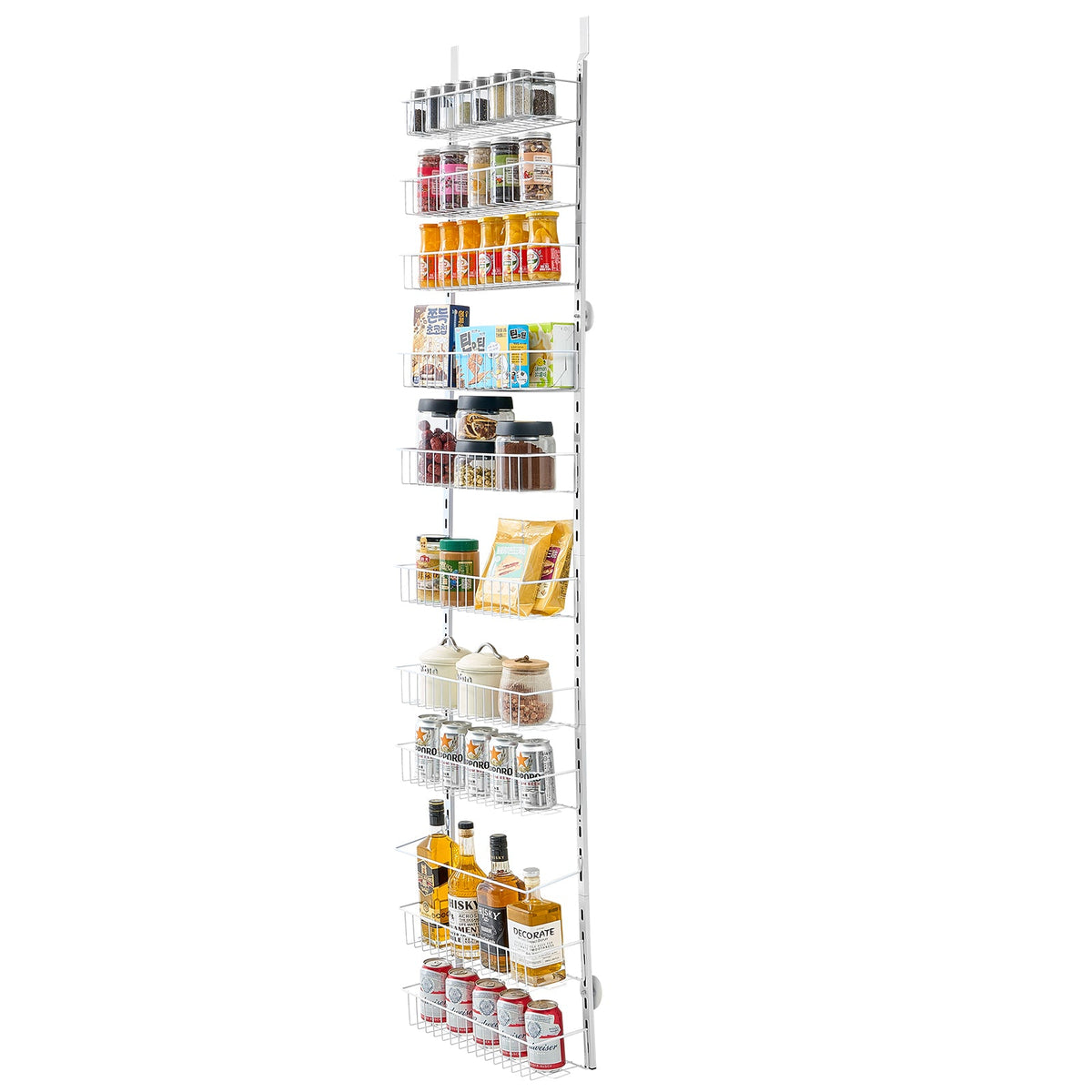 10-Tier Over The Door Pantry Organizer with Adjustable Storage - Carbon Steel