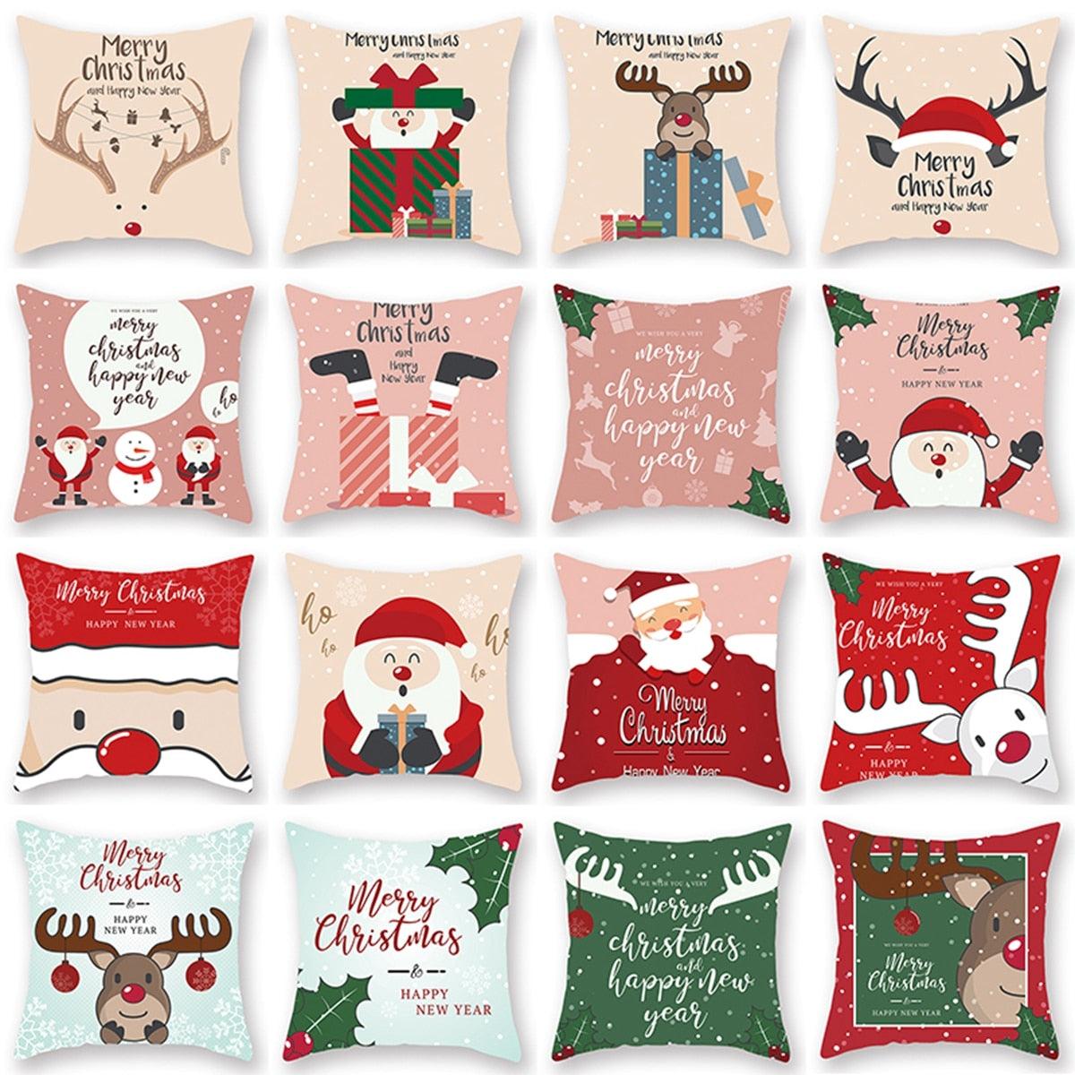 Christmas Pillowcase Santa Cluas Pillow Covers Xmas Holiday Couch Pillows Rustic Christmas Decorations Winter Pillowcase For Home Living Room Xmas Ornaments Navidad Gifts