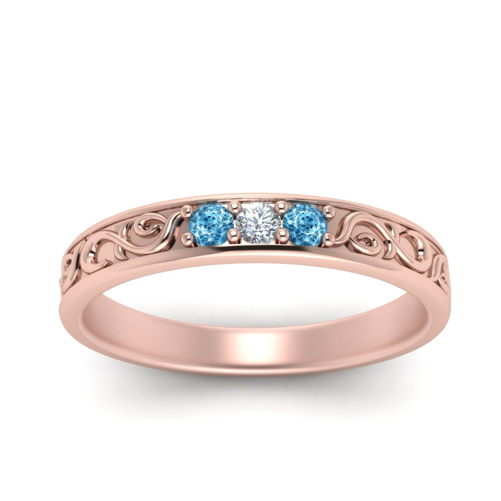 Classic Mens 3 Stone Wedding Band