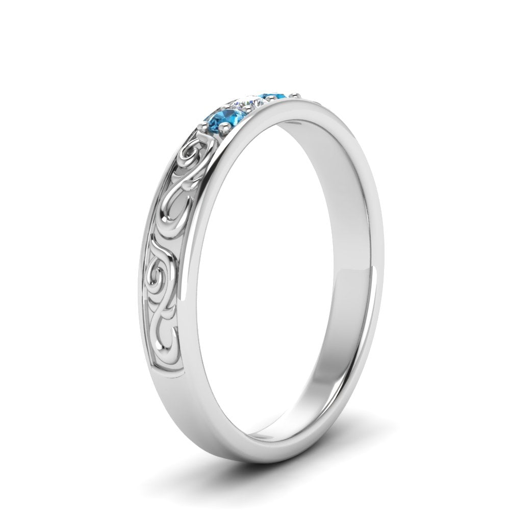 Classic Mens 3 Stone Wedding Band