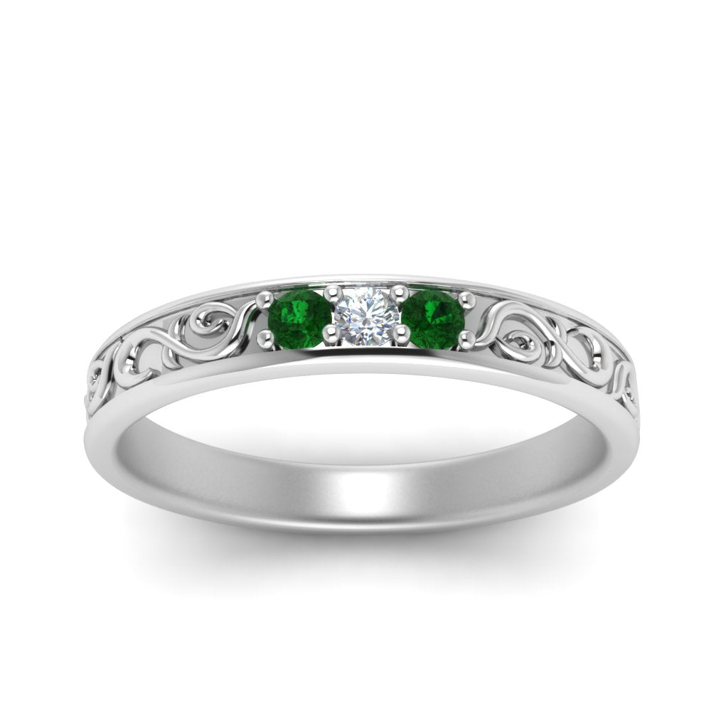 Classic Mens 3 Stone Wedding Band