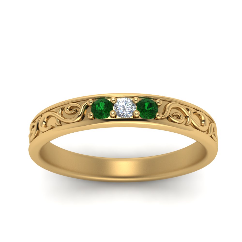 Classic Mens 3 Stone Wedding Band