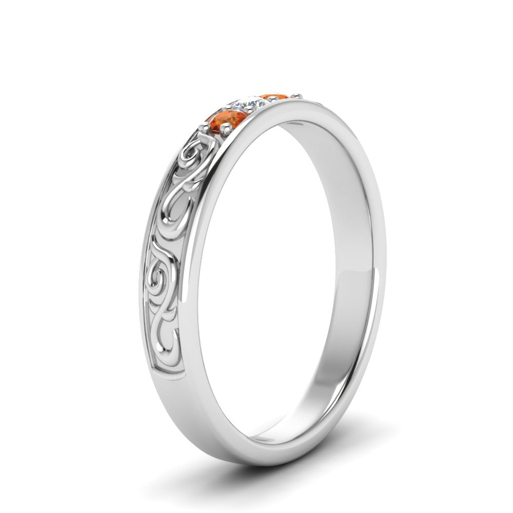 Classic Mens 3 Stone Wedding Band
