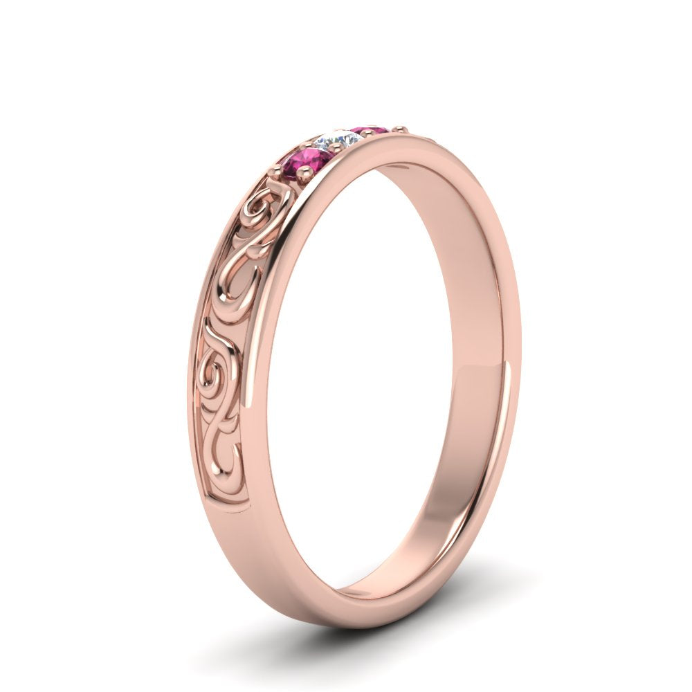 Classic Mens 3 Stone Wedding Band