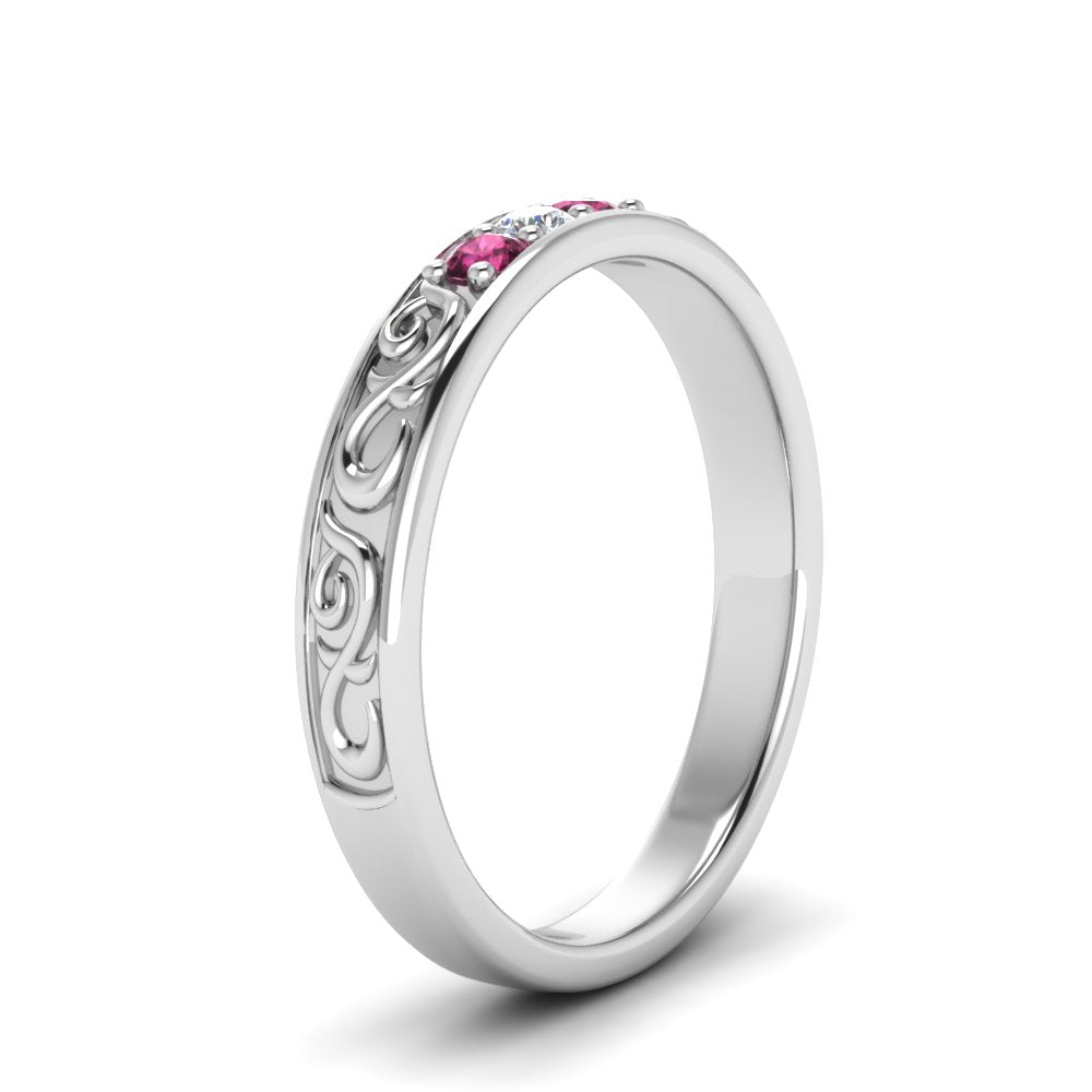 Classic Mens 3 Stone Wedding Band