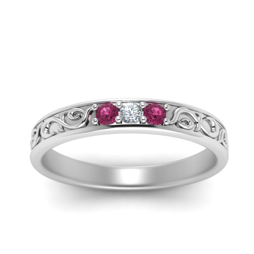 Classic Mens 3 Stone Wedding Band