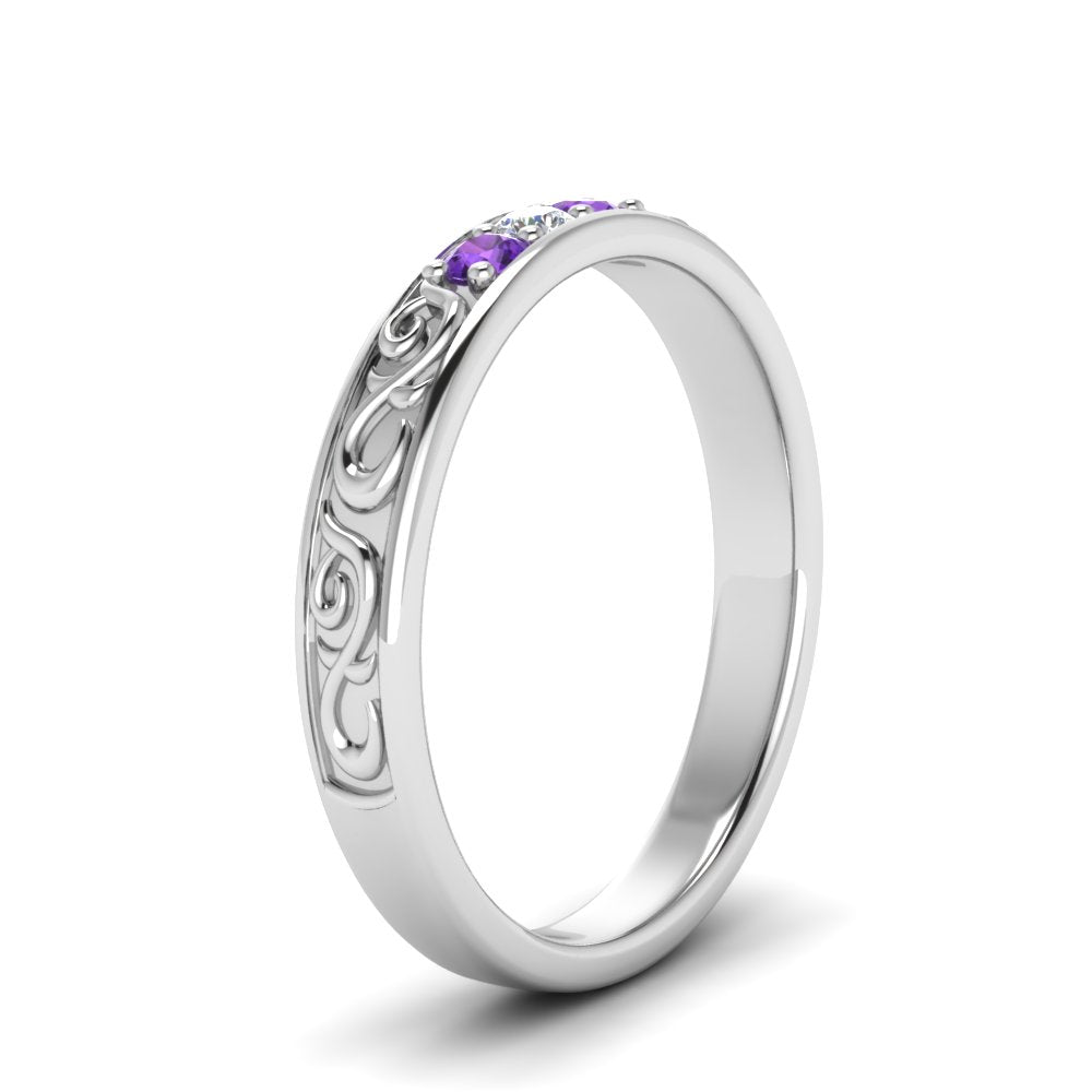Classic Mens 3 Stone Wedding Band