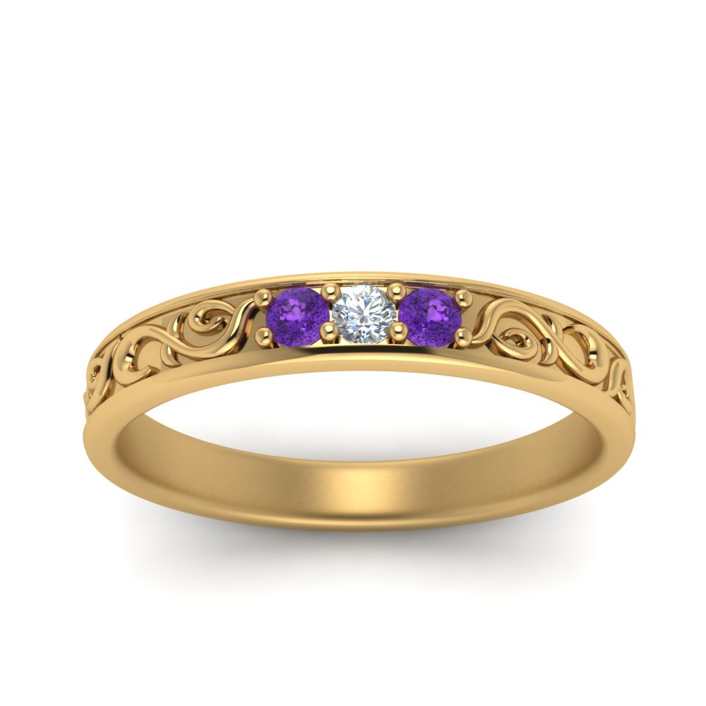 Classic Mens 3 Stone Wedding Band