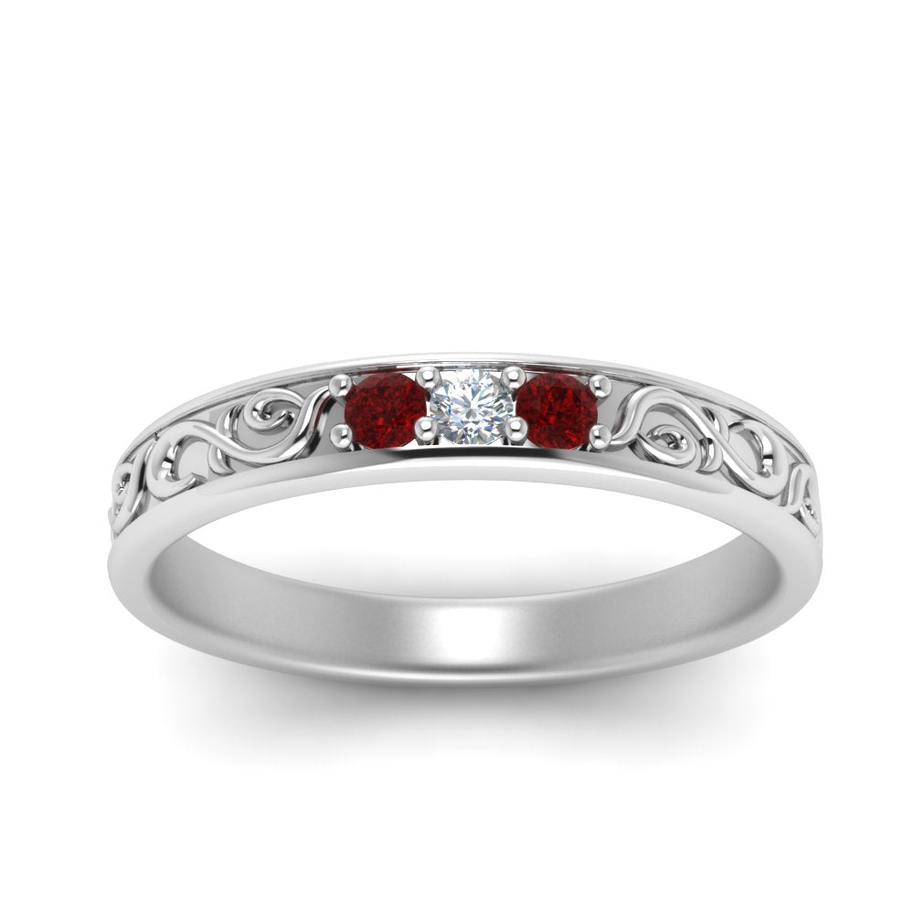 Classic Mens 3 Stone Wedding Band