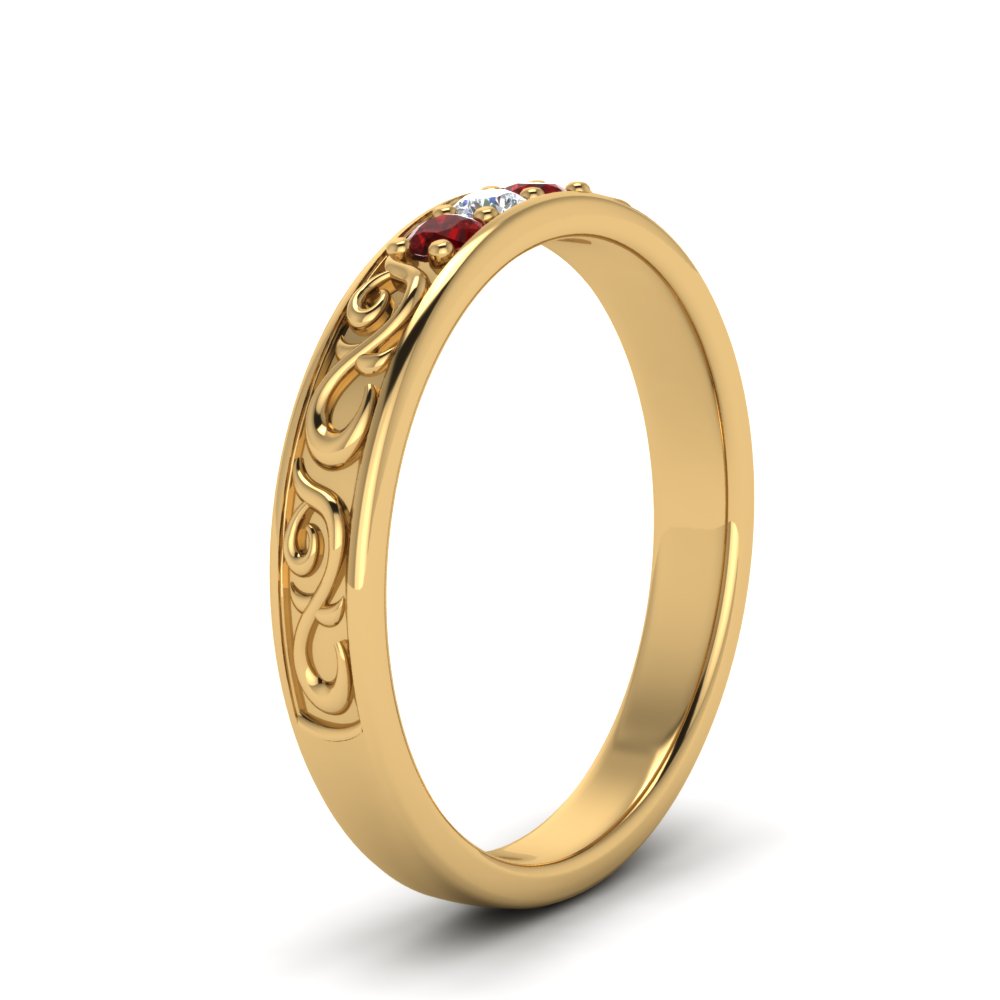 Classic Mens 3 Stone Wedding Band