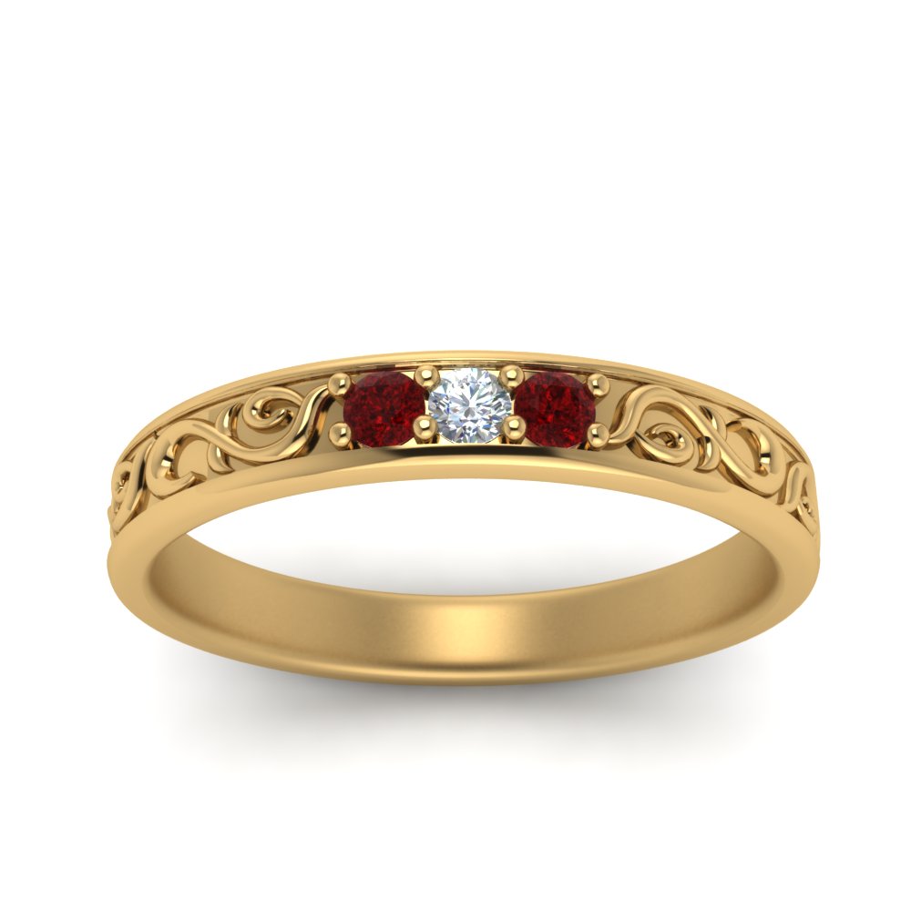Classic Mens 3 Stone Wedding Band