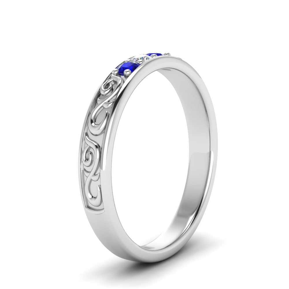 Classic Mens 3 Stone Wedding Band
