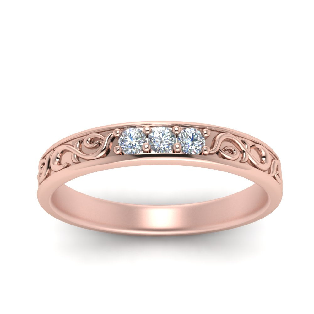 Classic Mens 3 Stone Wedding Band