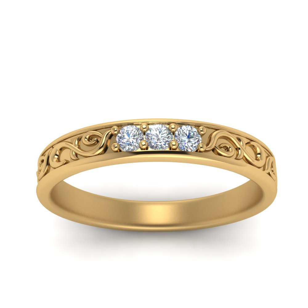 Classic Mens 3 Stone Wedding Band