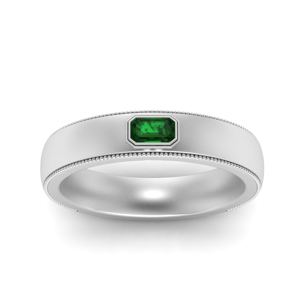 Comfort Fit Mens Milgrain Outline Ring