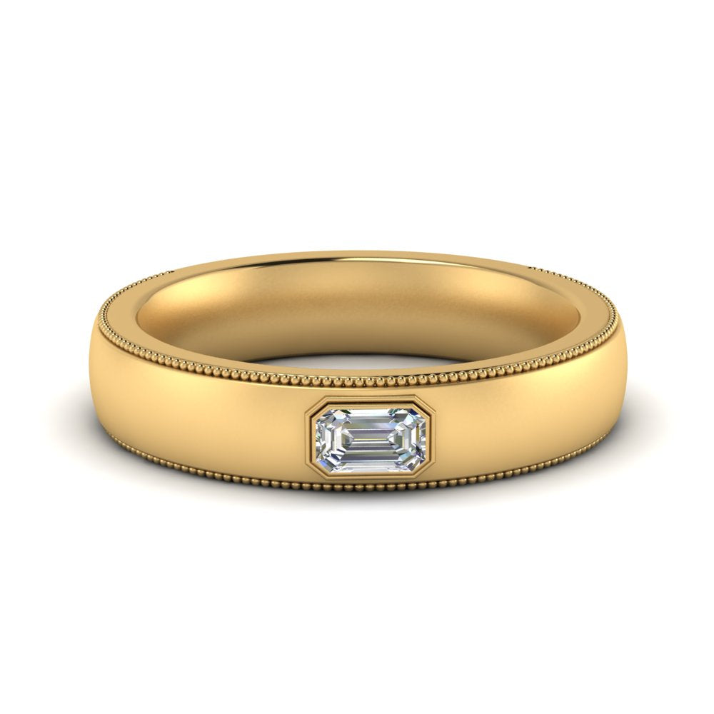 Comfort Fit Mens Milgrain Outline Ring