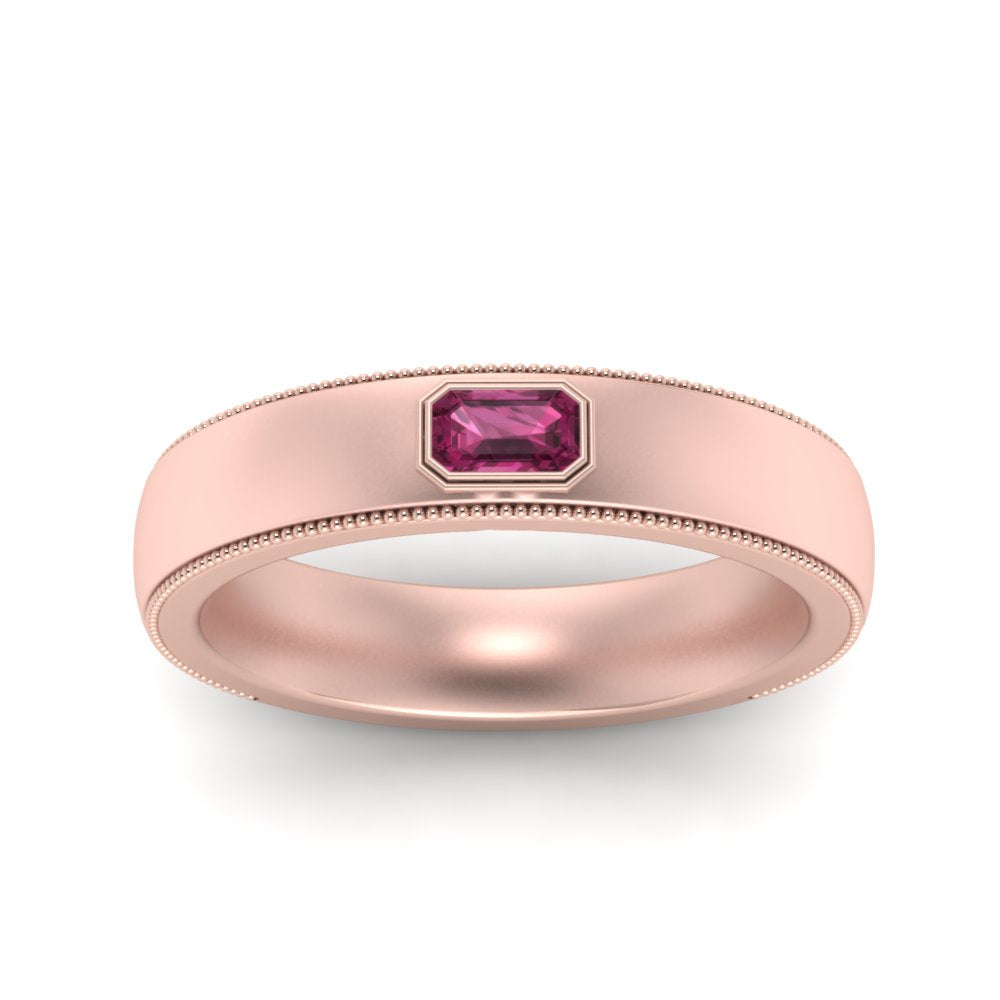 Comfort Fit Mens Milgrain Outline Ring