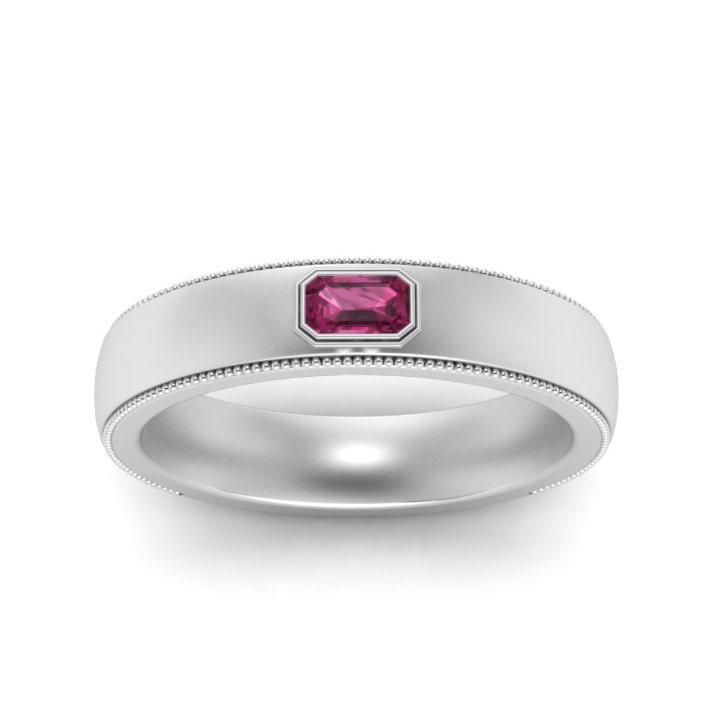 Comfort Fit Mens Milgrain Outline Ring