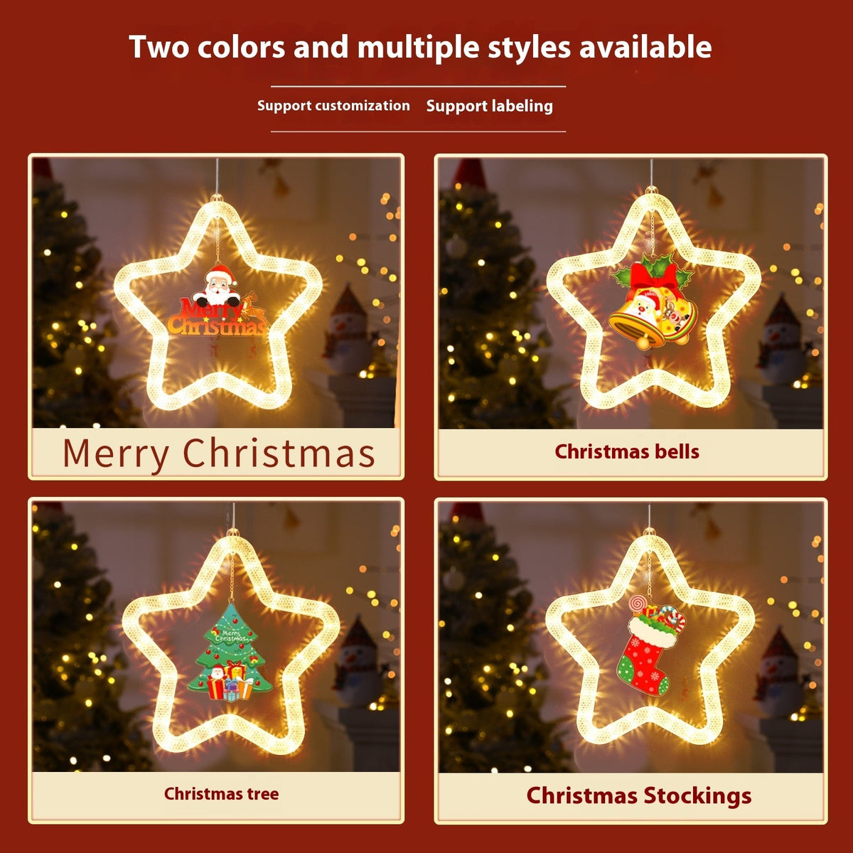 LED Christmas Star Pendant Window Door Decor