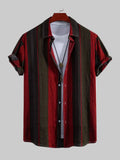 Men's Burgundy Button Up Short Sleeve Shirt