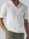 Men's Button-Down Checkered Eyelet Shirt