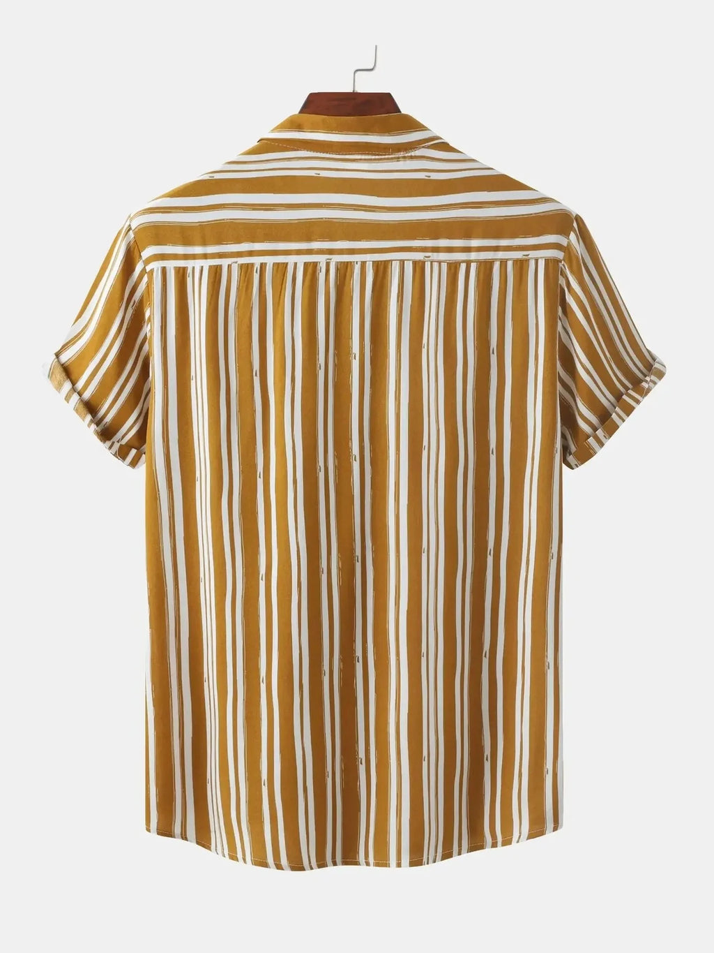 Men's Full Size Striped Short Sleeve Button-Down Shirt