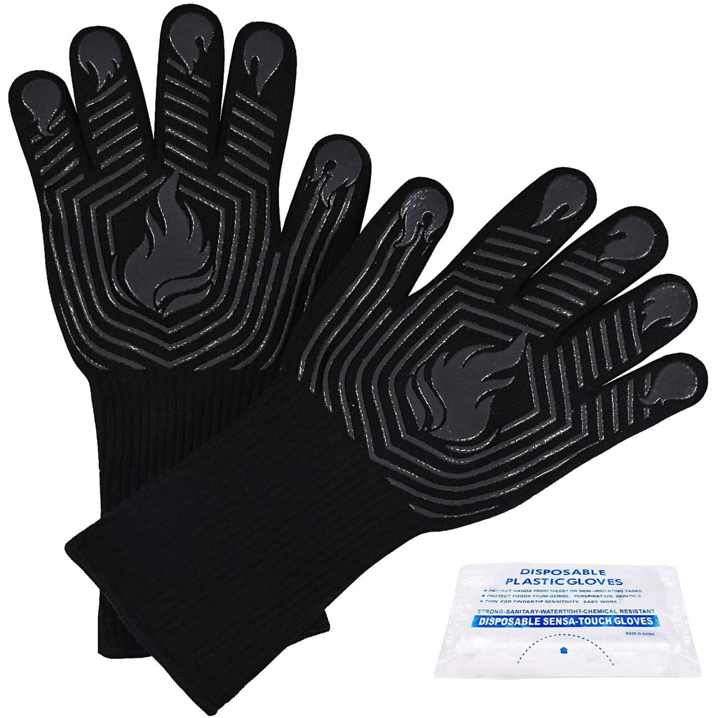 BBQ Gloves 1472°F Heat Resistant Fireproof Oven Mitts
