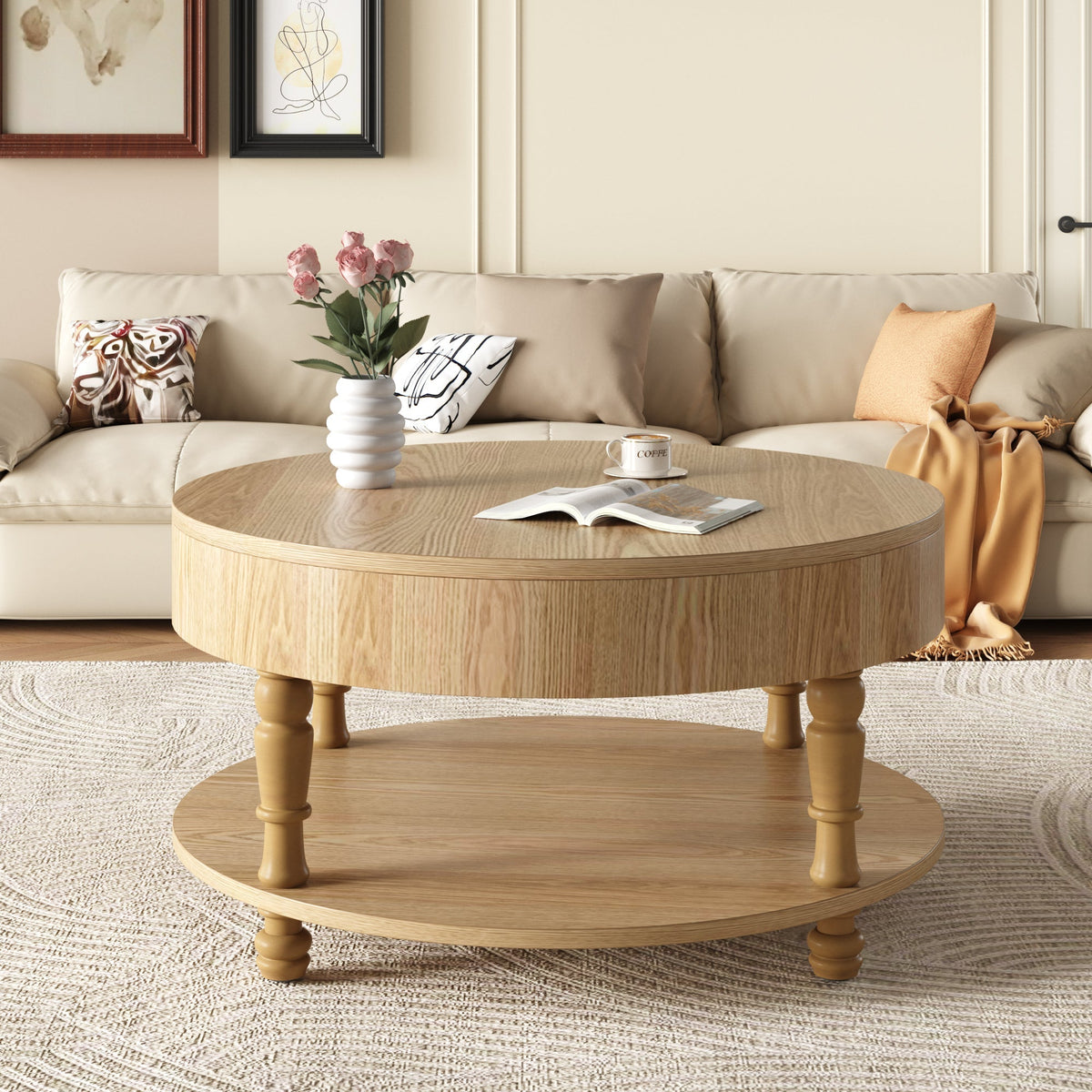 Coffee Table with Dual Storage for Living Room