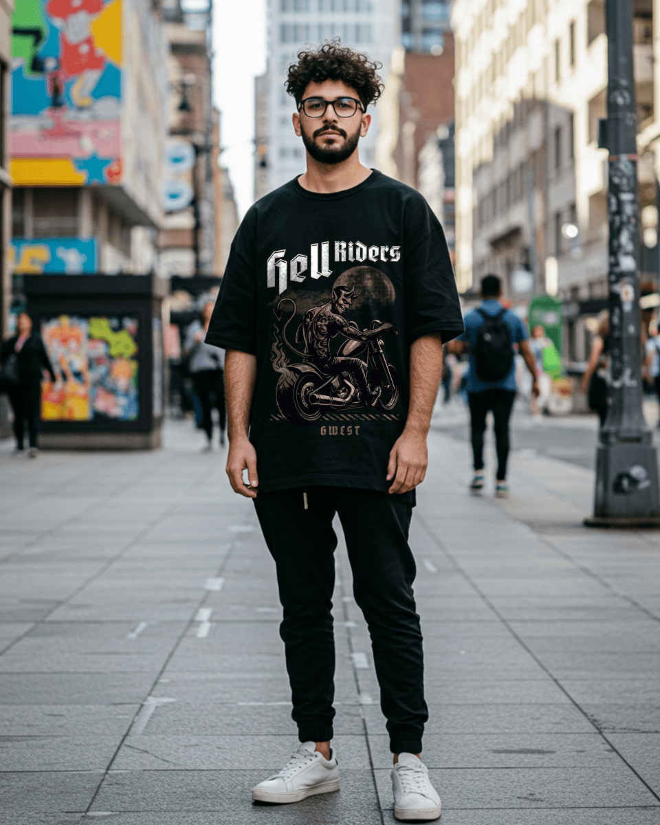 G West Devil Hell Riders Oversized Men's T-Shirt