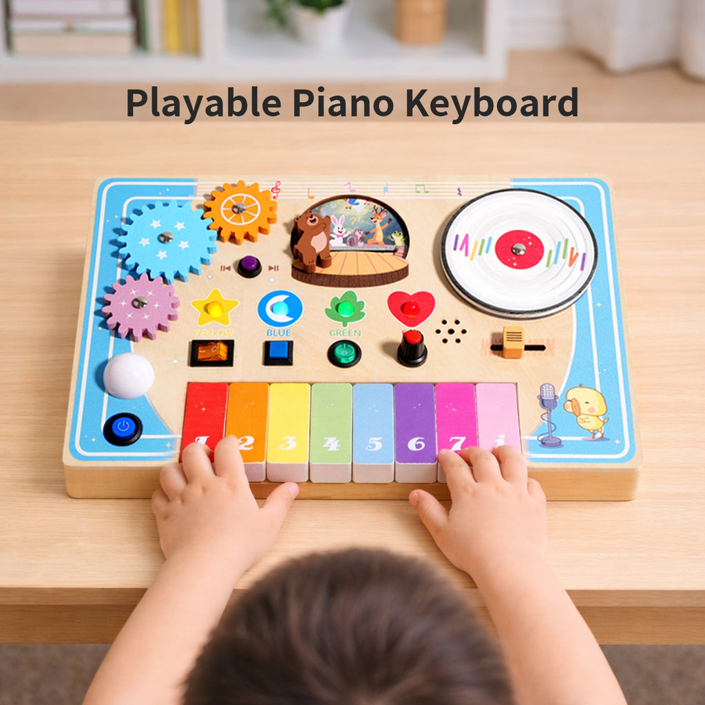 Wooden Piano and Turntable Activity Toy — Ages 3–6
