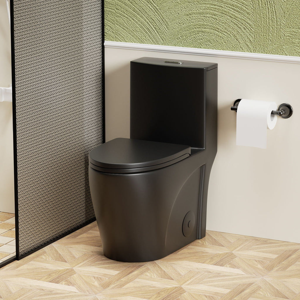 One-Piece Tornado Dual-Flush Toilet with Soft-Close Seat - Gray, Pink or Black