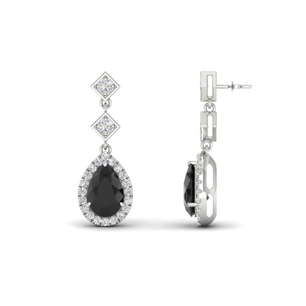 Double Drop Pear Halo Earring