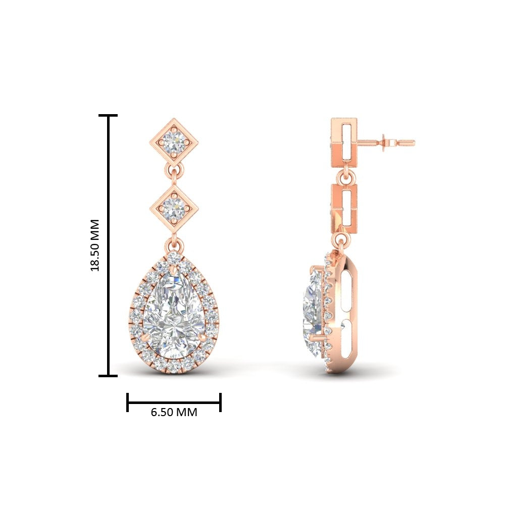Double Drop Pear Halo Earring