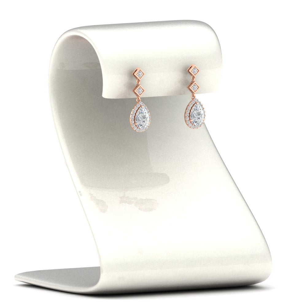 Double Drop Pear Halo Earring