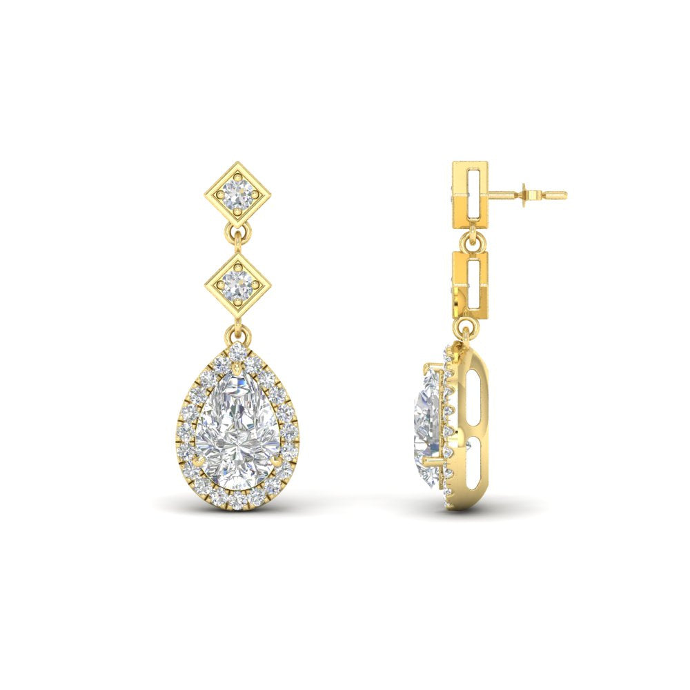 Double Drop Pear Halo Earring