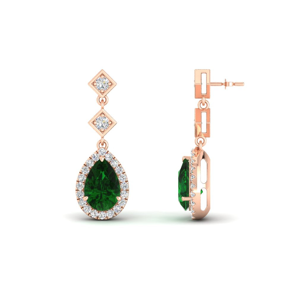 Double Drop Pear Halo Earring