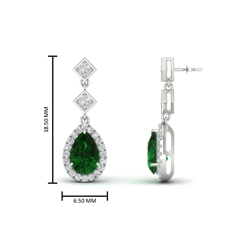 Double Drop Pear Halo Earring