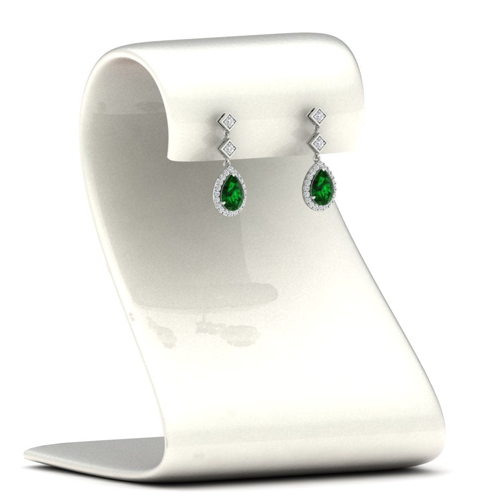 Double Drop Pear Halo Earring