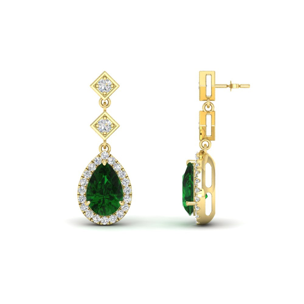 Double Drop Pear Halo Earring