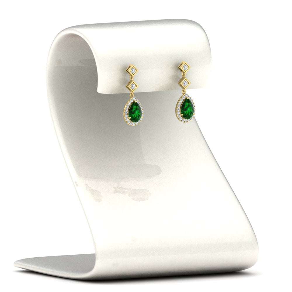 Double Drop Pear Halo Earring